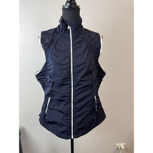 Lauren Ralph Lauren Size XL Quilted Mockneck Navy Vest Zip/Button Active Casual